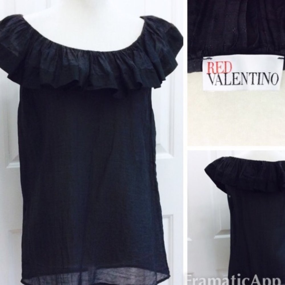 RED Valentino Ruffle black light fabric Top sz 6